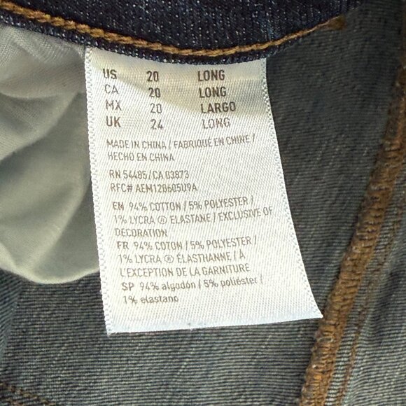 American Eagle Skinny‎ Kick Jeans Womens 20 Long Blue Mid Rise Boho Distressed - Picture 8 of 14